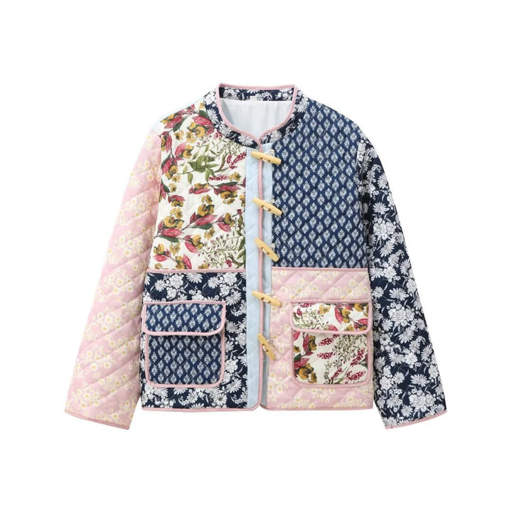 Damen Steppjacke mit buntem Patchwork-Muster Drune