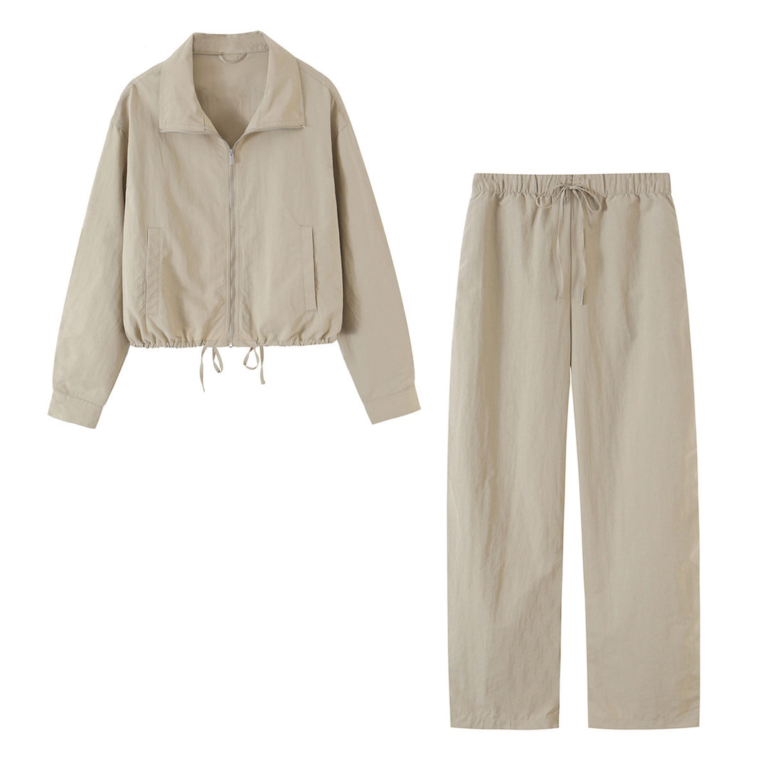 Damen Cropped-Übergangsjacke mit Tunnelzug und Stehkragen Drune