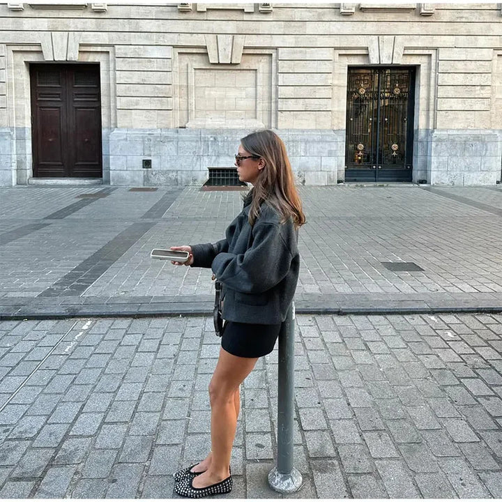 Damen Urbaner Oversize-Wolljacke mit praktischen Taschen Drune