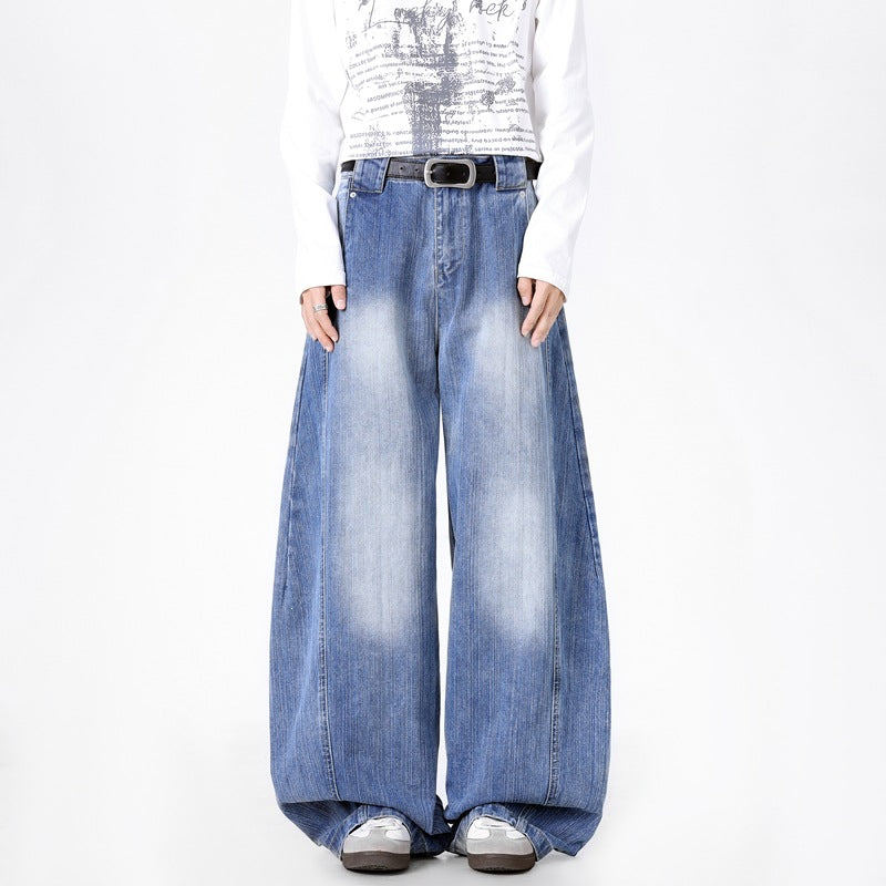 Herren Extraweite Baggy-Jeans mit extrem weitem Bein, tiefem Schritt & markanter Used-Waschung Drune