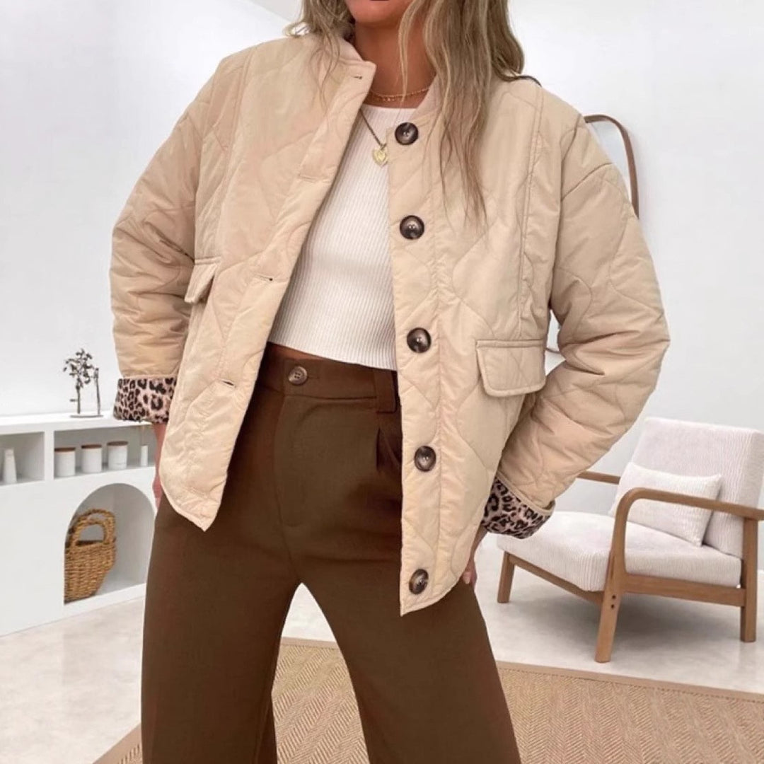 Damen gesteppte Übergangsjacke im modernen Design mit animalischem Innenfutter Drune