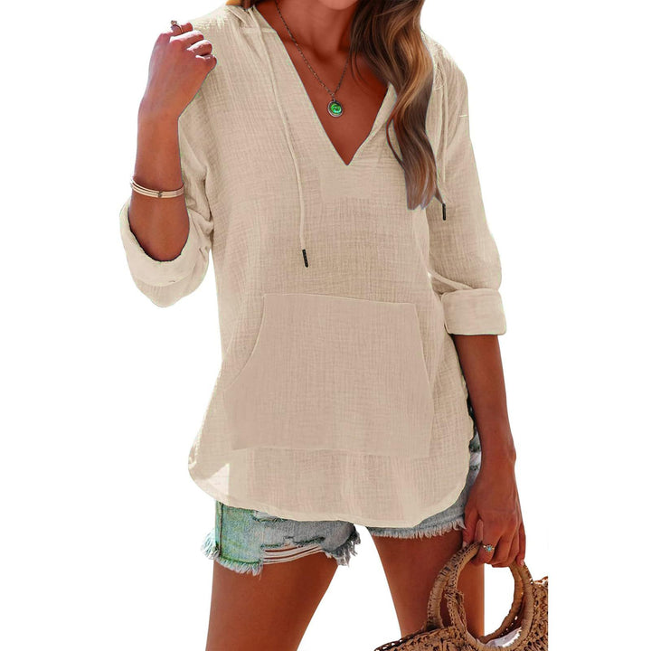 Damen leichter Kapuzenpullover Top Drune