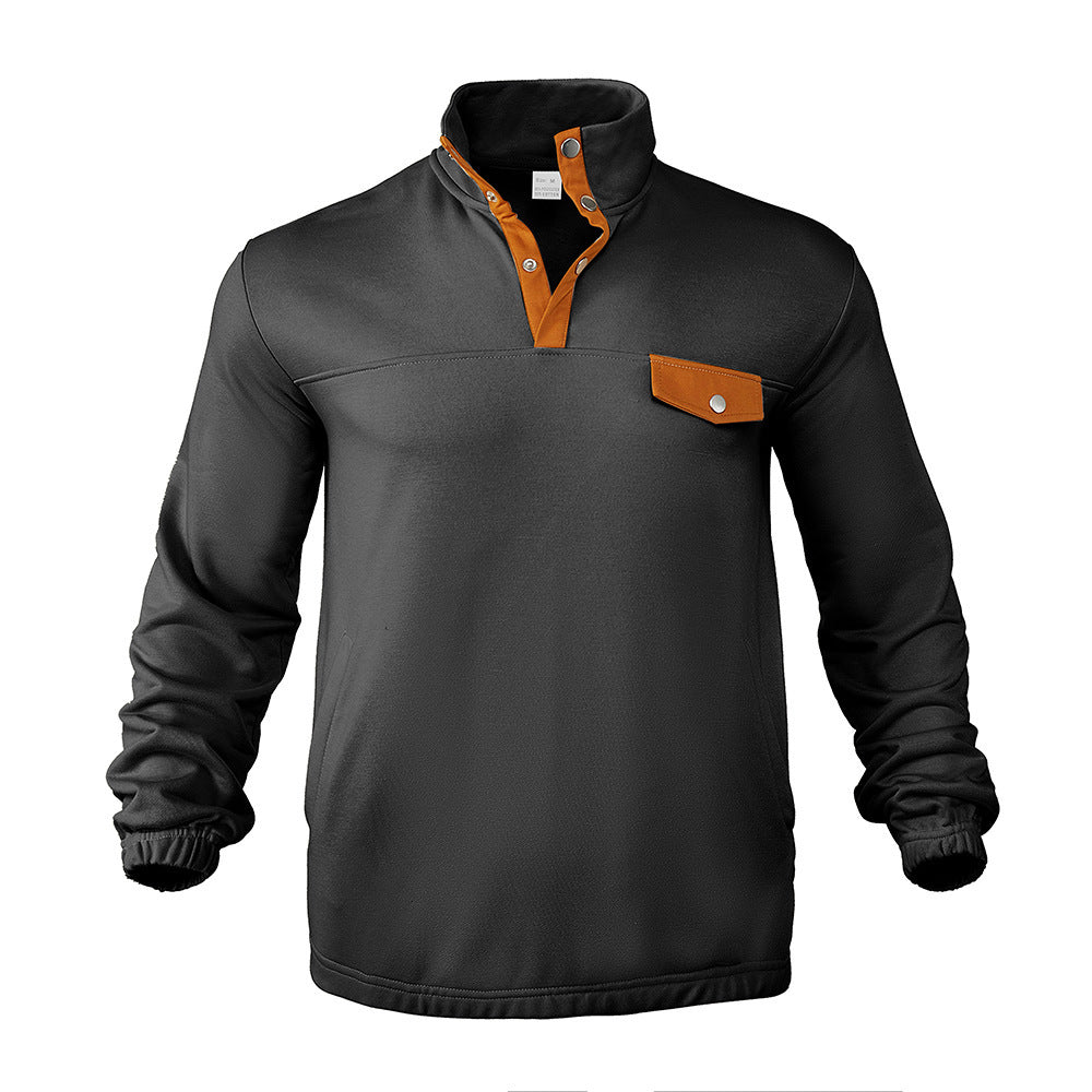 Herren Modischer Pullover mit halbem Reißverschluss und praktischer Brusttasche Drune