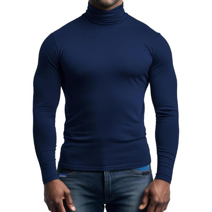 Herren nan eng anliegende Rollkragen-Langarmshirt aus Stretchjersey mit körpernaher Passform Drune