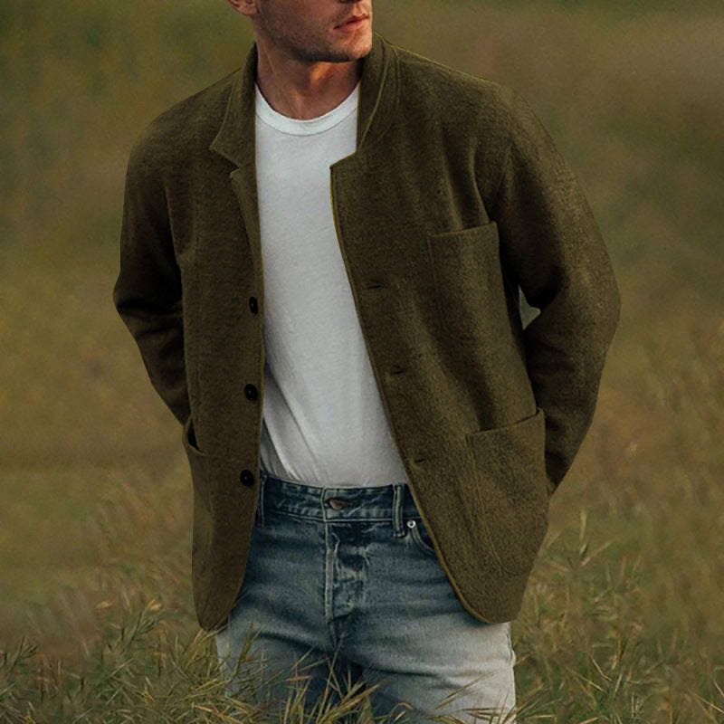 Herren lässige Wolljacke mit modernem Schnitt und praktischen Taschen Drune