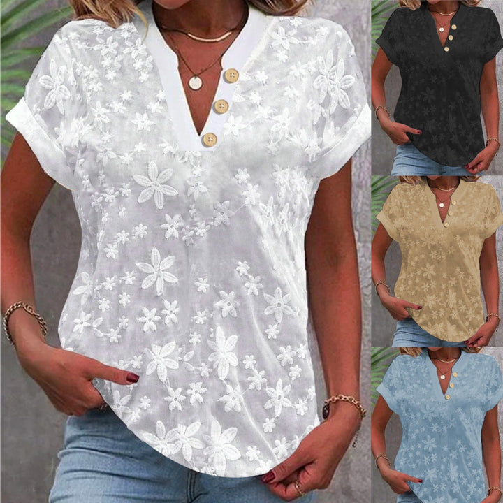 Damen Bluse mit femininem Blumenstick-Muster Drune