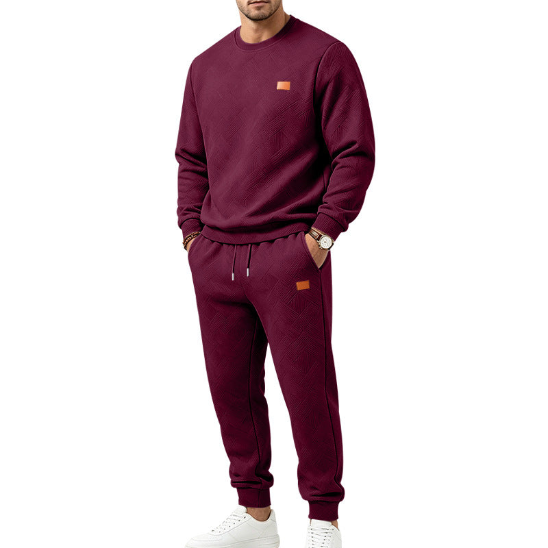 Herren Gemustertes Komfort-Sweatset mit Rundhals-Sweatshirt und Kordel-Jogginghose Drune