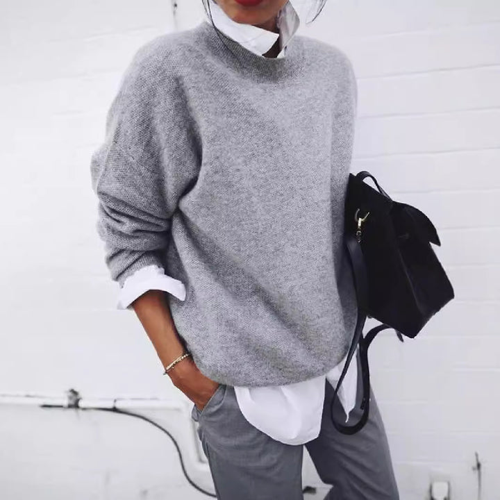 Damen Oversized Feinstrickpullover mit Stehkragen und abgesenkter Schulter Drune