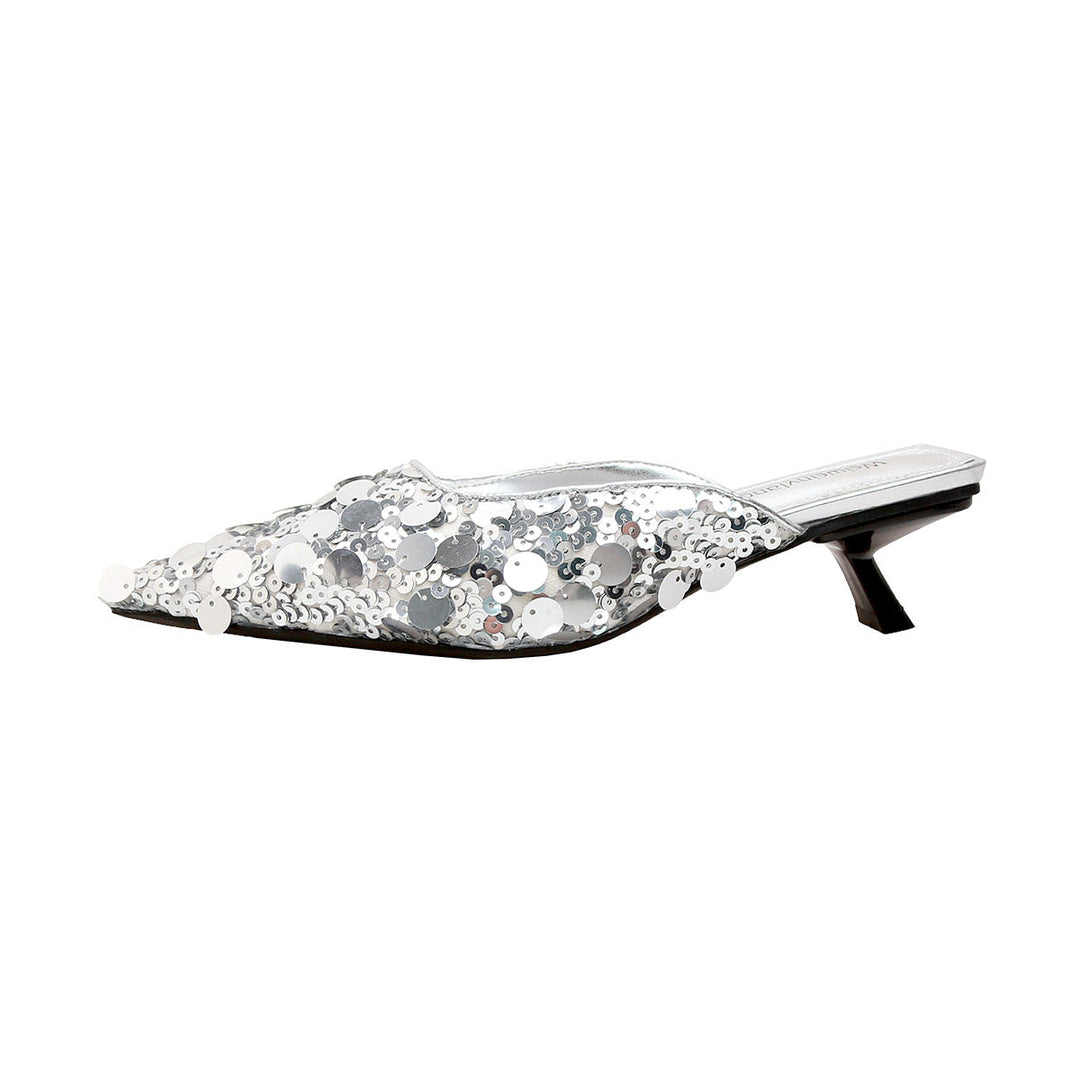 Damen glamouröse Pantolette mit glitzernden Pailletten Drune