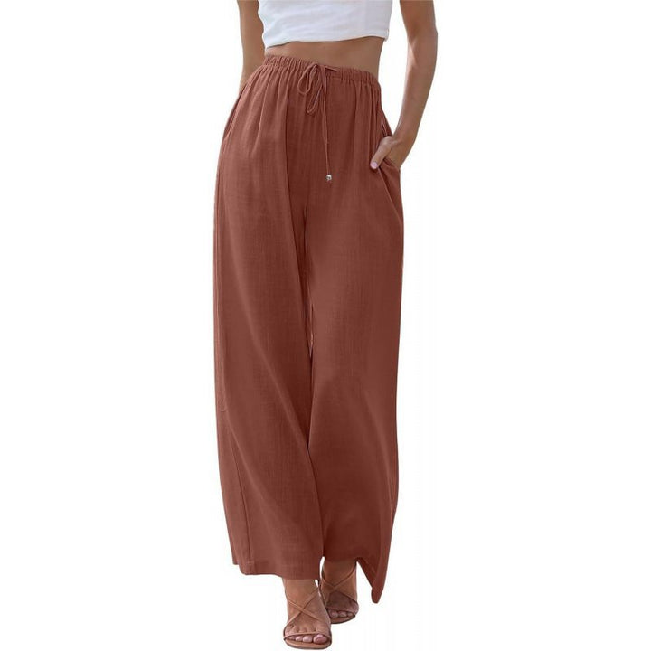 Damen Weite Palazzo-Hose mit elastischem Bund und seitlichen Taschen Drune
