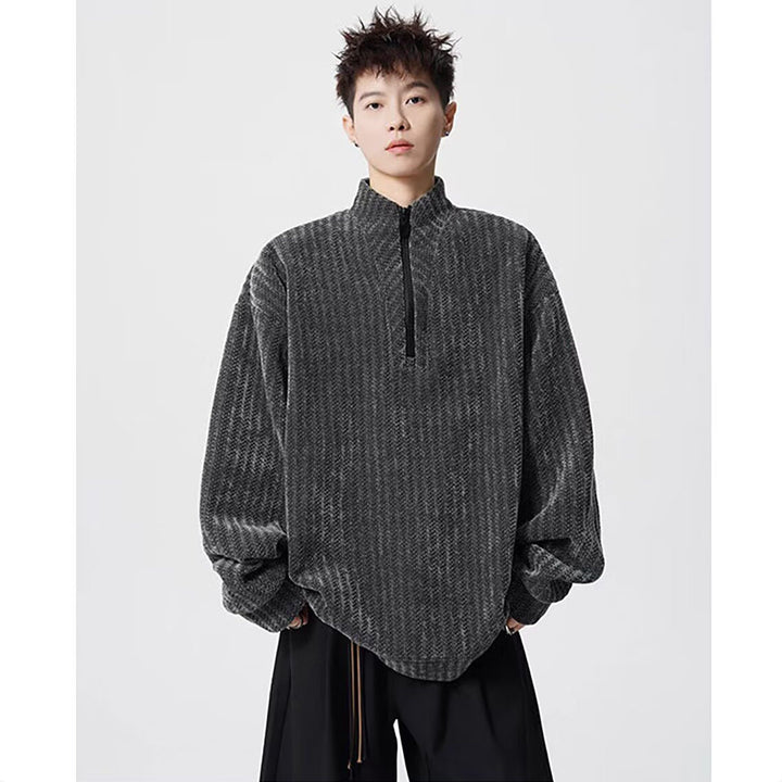 Damen Oversized Sweatshirt mit Stehkragen Drune