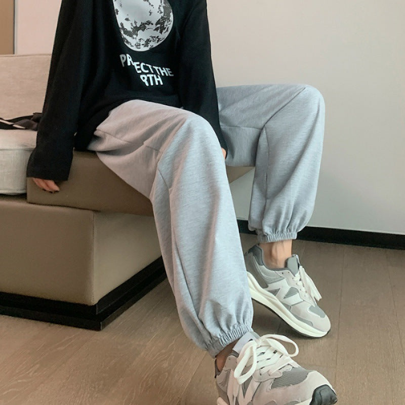 Damen nan relaxed-fit Sweatpants mit elastischem Kordelbund, seitlichen Eingriffstaschen und abgesteppten Saumnähten Drune