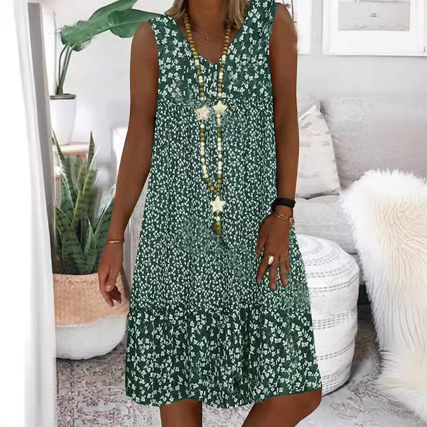 Damen luftiges Freizeitkleid mit verspieltem Blumenmuster und fließender Silhouette Drune