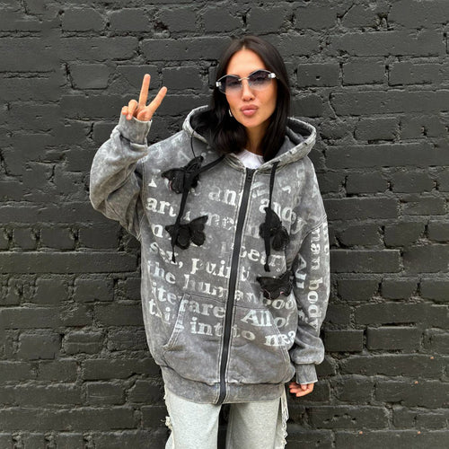 Damen Oversized Kapuzenjacke mit einzigartigem Print Drune