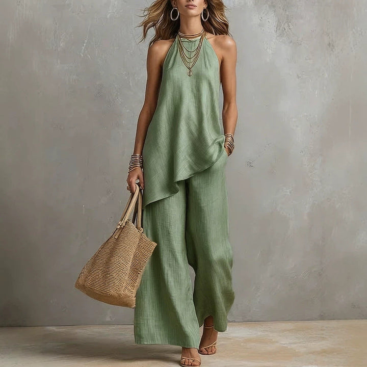 Damen luftiger Jumpsuit mit asymmetrischem Schnitt Drune
