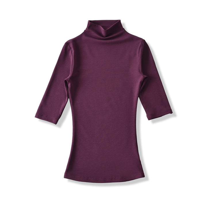 Damen Figurbetontes Stehkragen-Shirt mit halblangen Ärmeln Drune