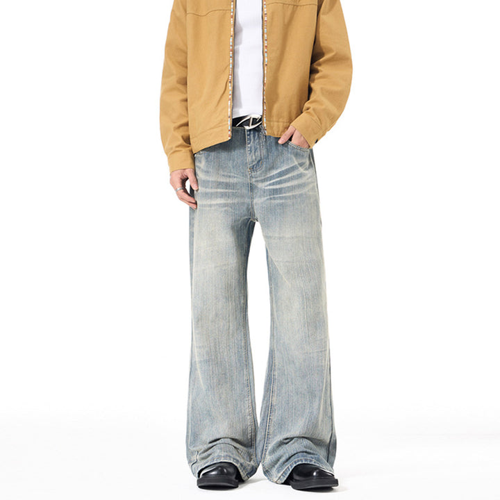 Herren Extraweit geschnittene Vintage-Baggy-Jeans mit tiefem Schritt und ausladendem Saum Drune
