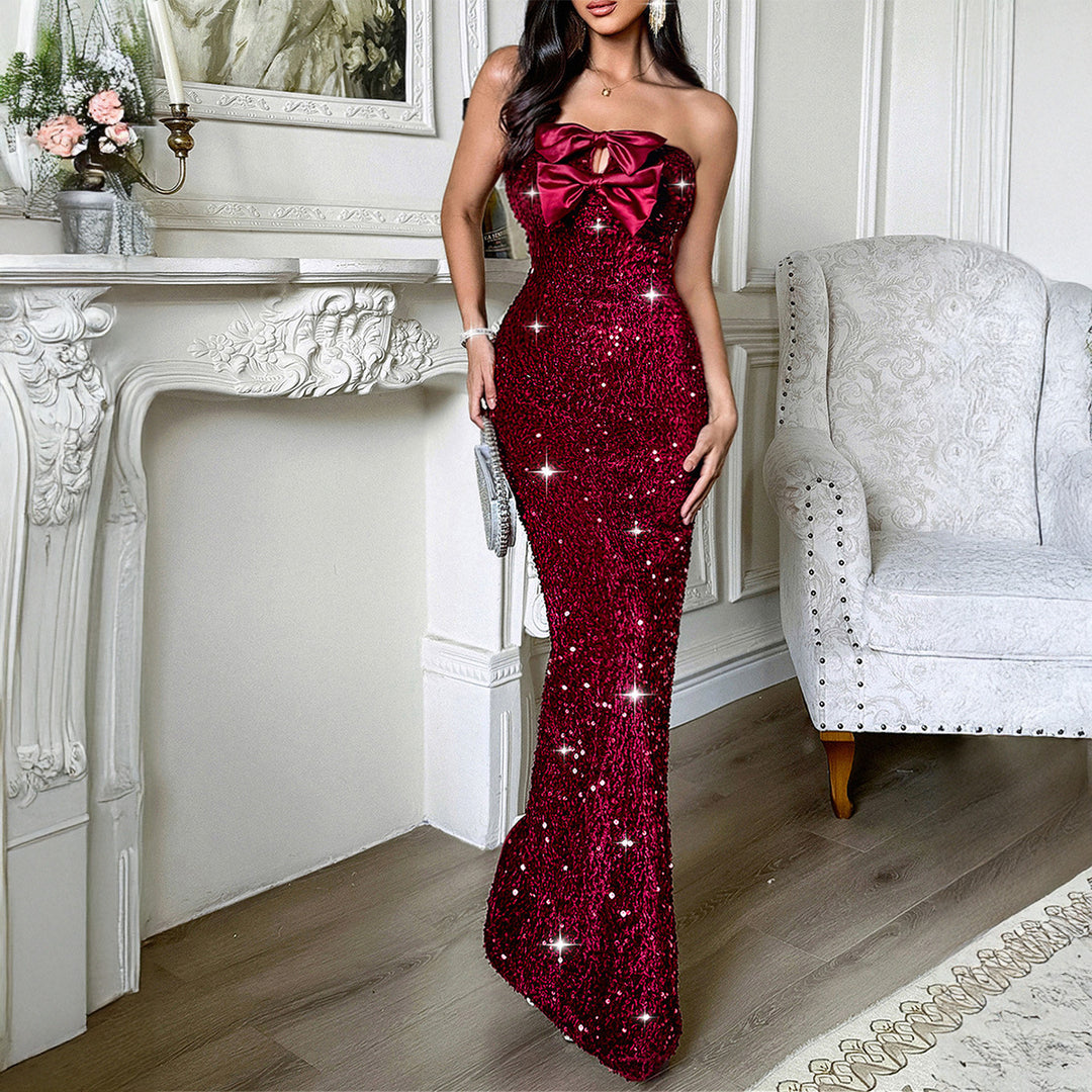 Damen Glamouröses Abendkleid mit funkelnden Pailletten Drune