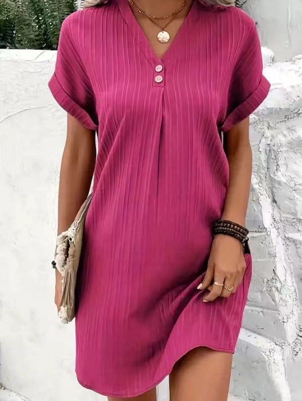 Damen lässiges Midi-Kleid mit Knopfdetails Drune