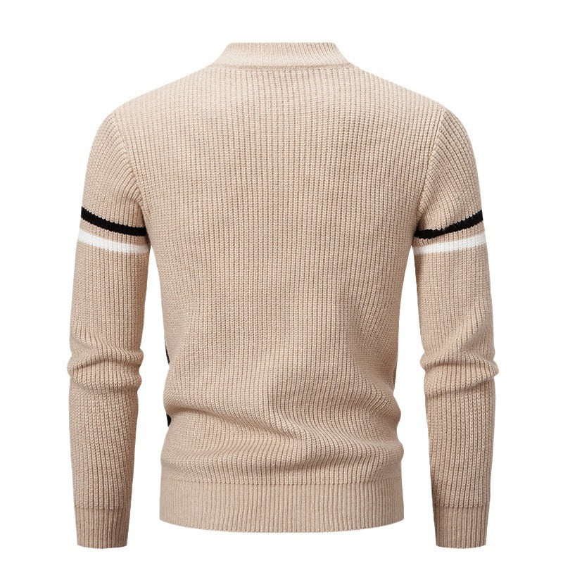 Herren Strickpullover mit modernem Farbblockdesign und hohem Kragen Drune