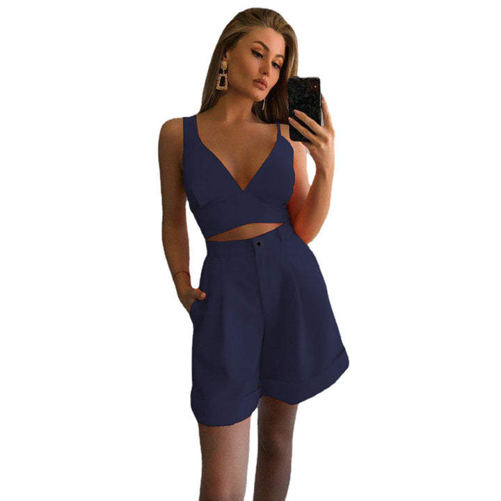 Damen stylisches Crop-Top mit passenden weiten Shorts Drune