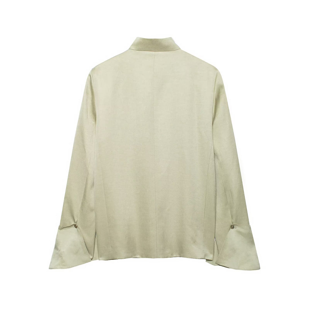 Damen Asymmetrische Jacke mit Stehkragen und Glockenärmeln Drune
