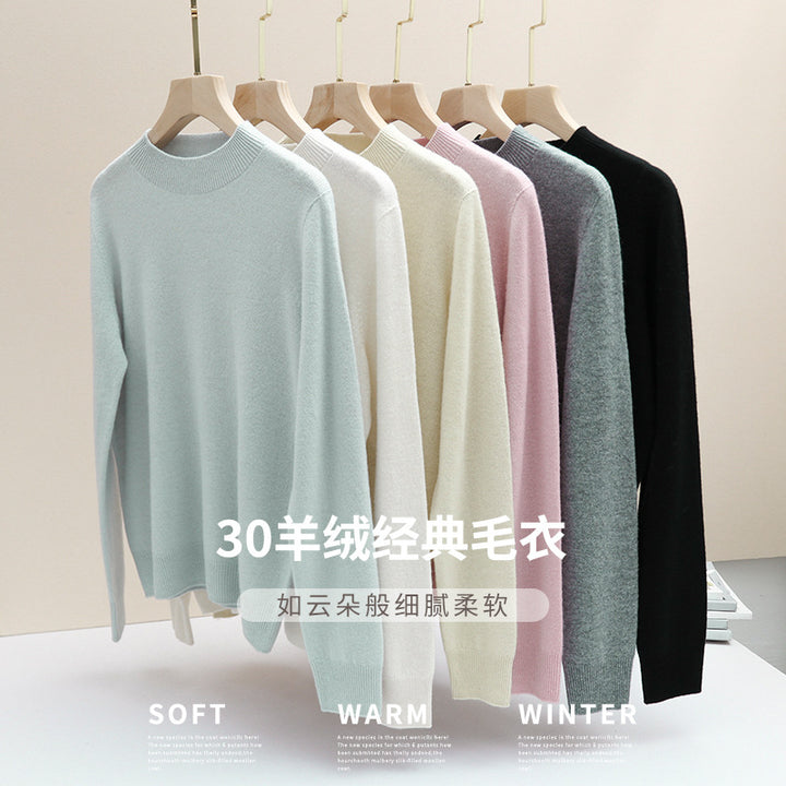 Damen Feiner Longsleeve-Rundhalspullover mit verstärktem Rippenkragen & schmeichelnder Hüftlänge Drune