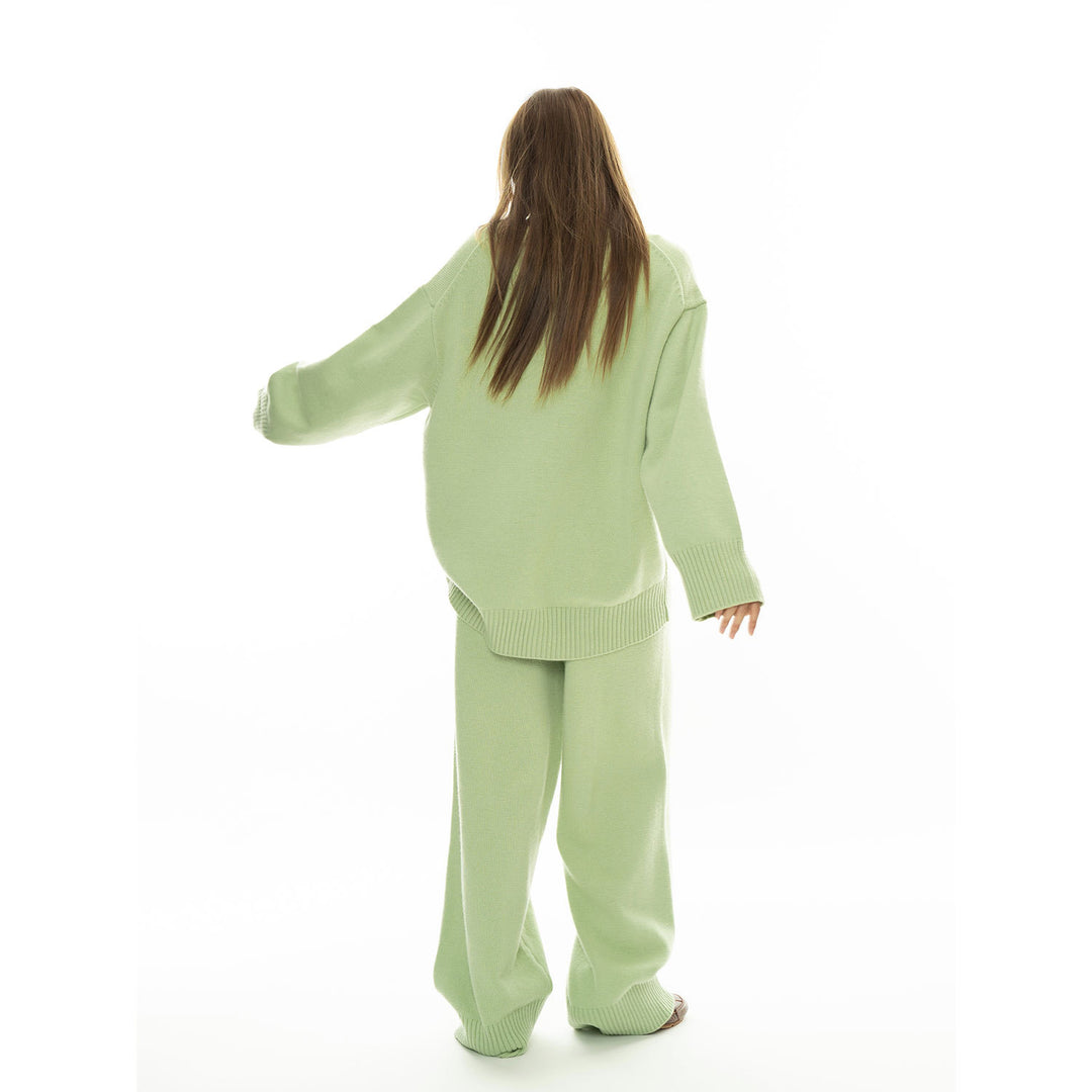 Damen Weiche Strick-Loungehose mit weitem Bein und Eingrifftaschen Drune