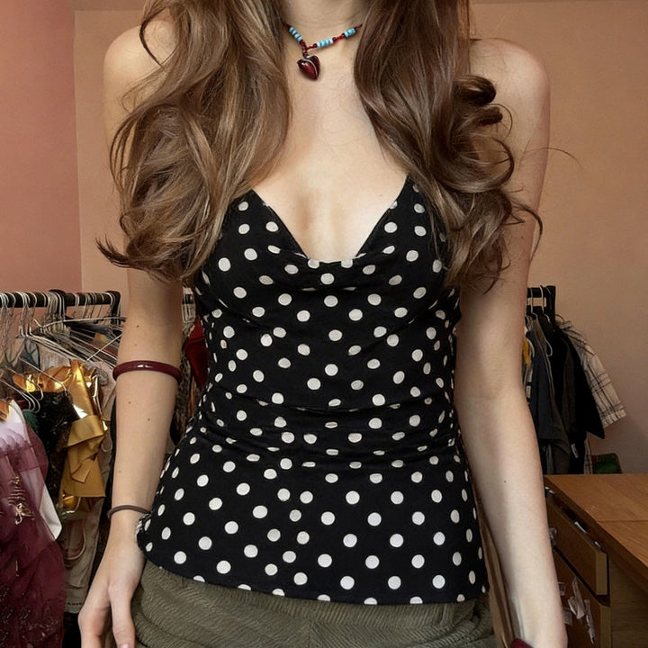 Damen Haltertop mit polka-dots Design und figurbetontem Schnitt Drune