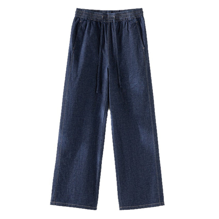 Damen Weite Jeanshose mit elastischem Bund und Tunnelzug Drune