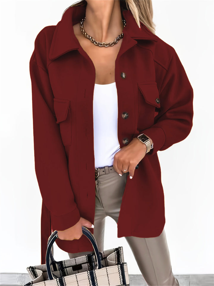 Damen Oversize-Hemdenjacke mit aufgesetzten Klappentaschen Drune