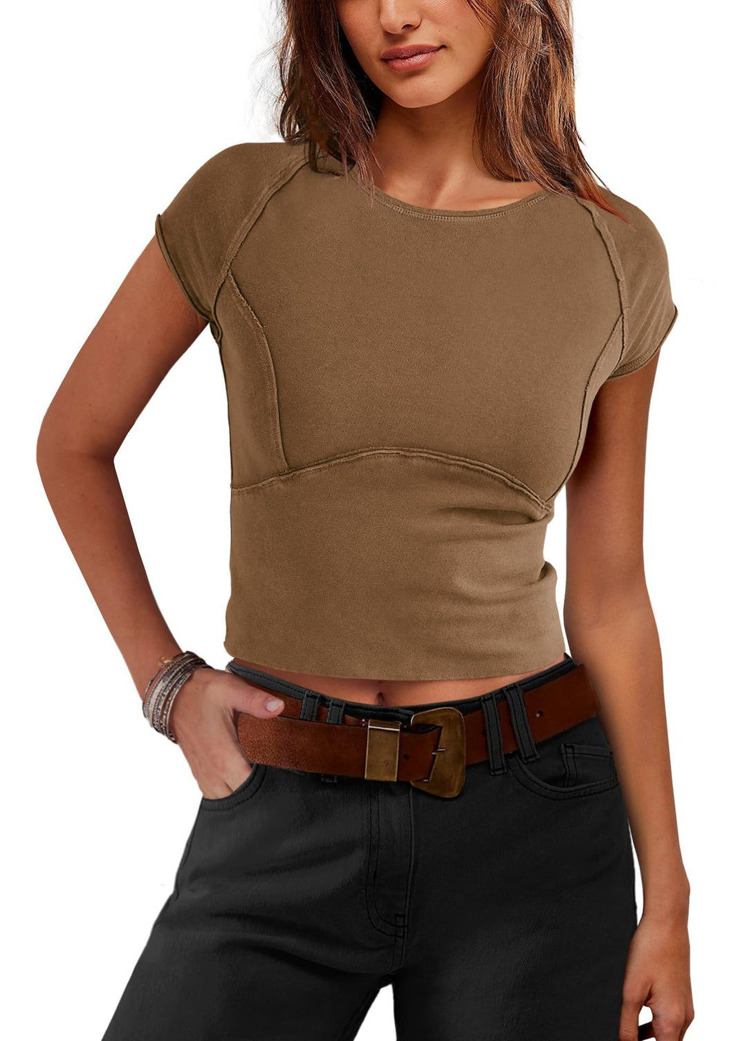 Damen Crop-Top mit figurbetonendem Schnitt und sportlichem Design Drune