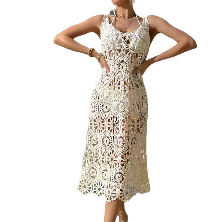 Damen Häkel-Maxikleid mit floralen Motiven und zarten Details Drune