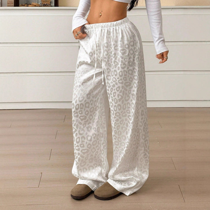 Damen Lässige Palazzo-Hose mit elastischem Bund und trendigem Leopardenmuster Drune