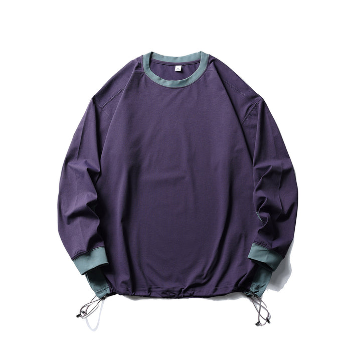 Unisex Oversize-Fleecepullover mit Kordelzugsaum und Kontrastkragen Drune