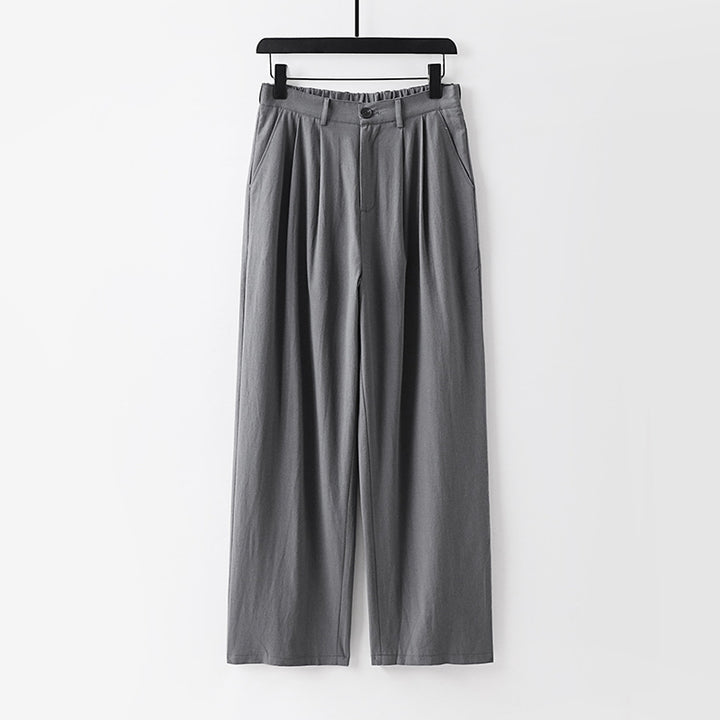 Damen weite Hose mit hoher Taille und Bundfalten Drune