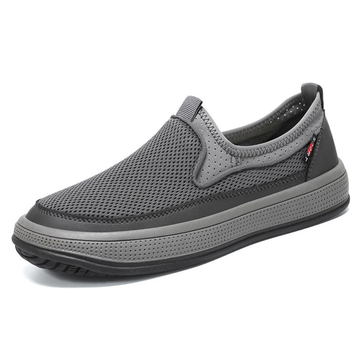 Herren nan atmungsaktiver Slip-On Mesh-Sneaker mit elastischem Einstieg und stoßdämpfender EVA-Plateausohle Drune
