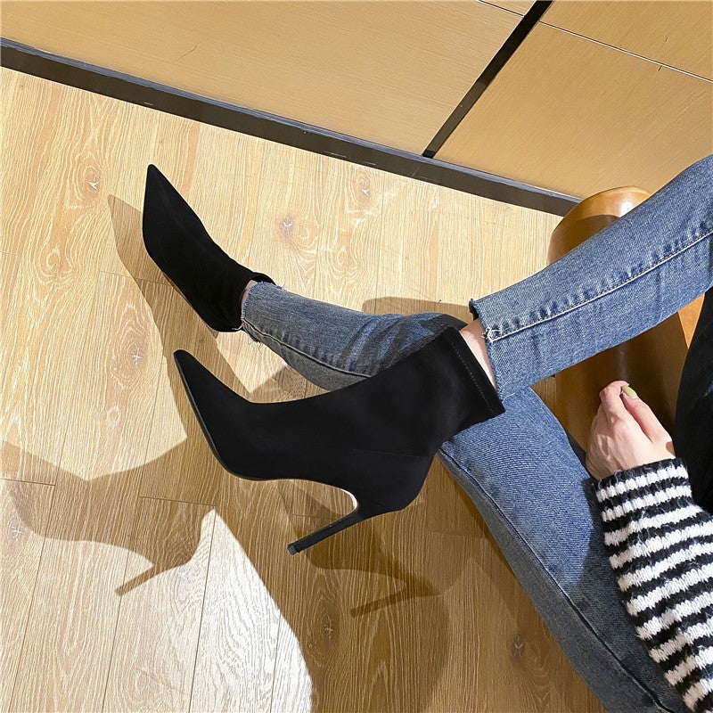 Damen Stretch‑Sockboot mit spitzer Zehenpartie und schmalem Stiletto Drune