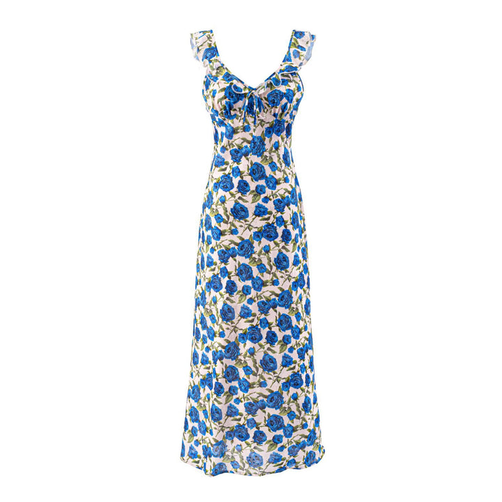 Damen Maxikleid mit floralem Design und verstellbaren Spaghetti-Trägern Drune