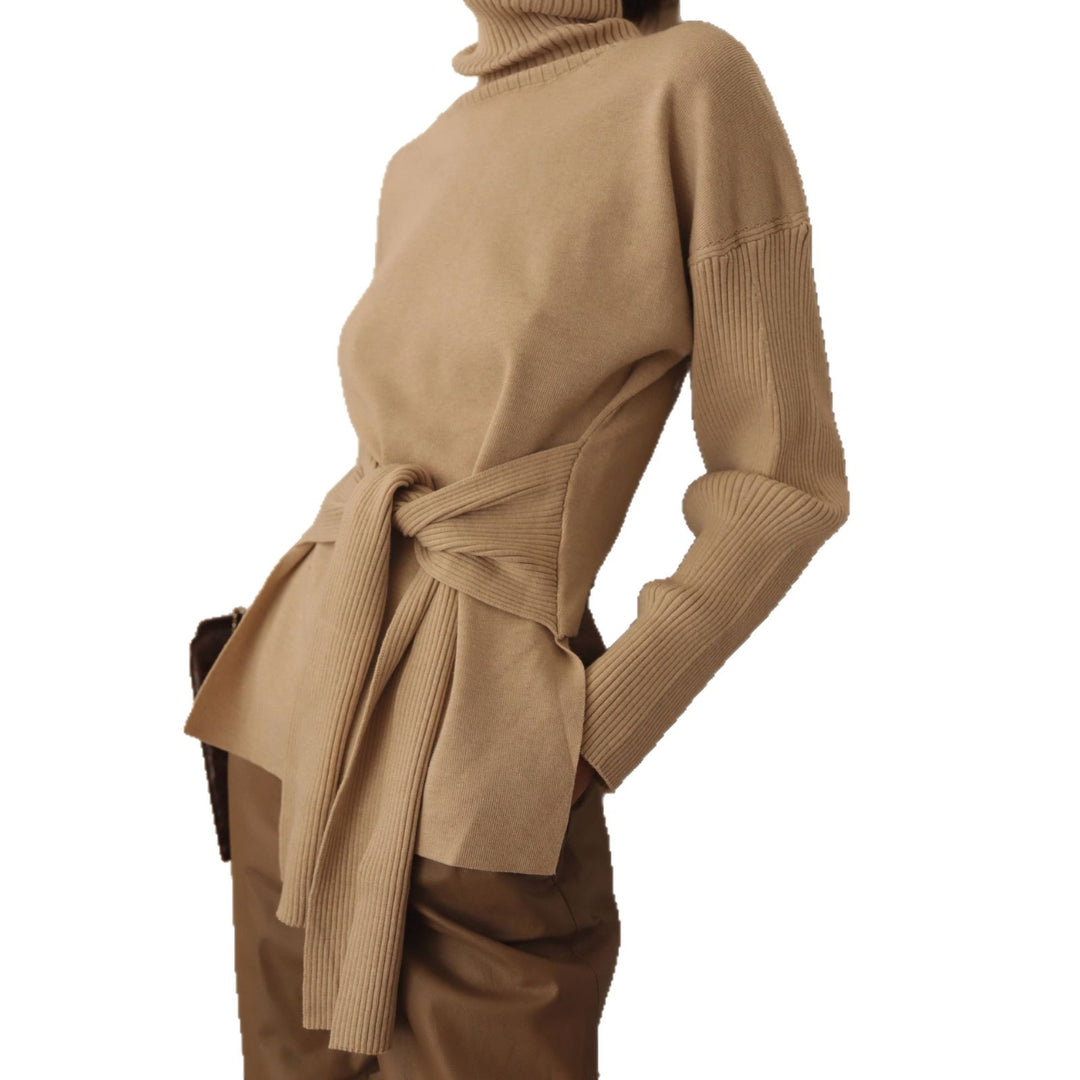 Damen Modischer Strickpullover mit Wickeldetail Drune