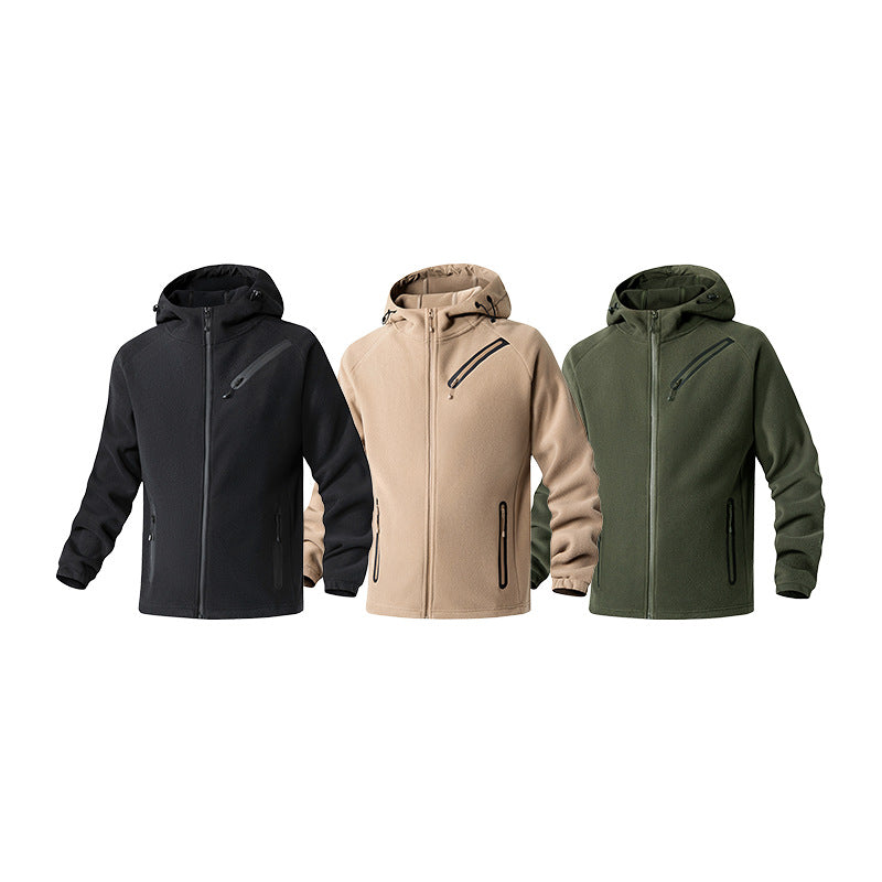Herren technische Softshell-Fleecejacke mit Kapuze und wasserabweisenden Reißverschlüssen Drune
