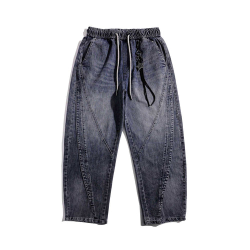 Damen Jeans-Jogger mit elastischem Bund, Ziernähten und Karabiner‑Detail Drune
