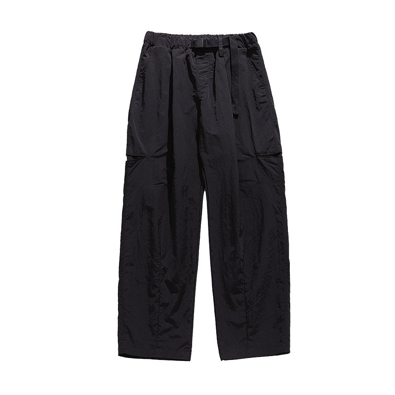 Unisex Weite technische Nylon-Freizeithose mit elastischem Bund und integriertem Webgurt Drune