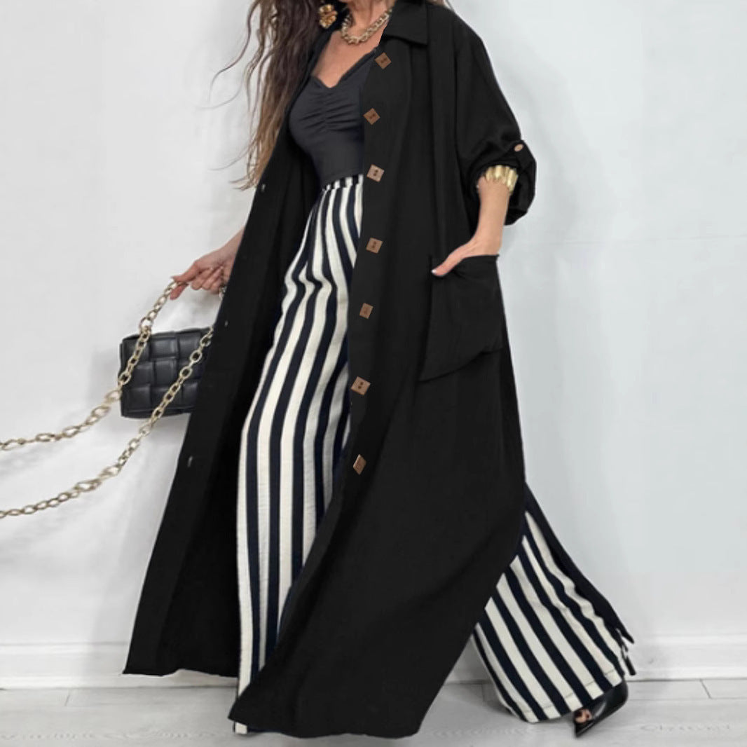 Damen Longline-Mantel mit Hemdkragen und Oversize-Silhouette Drune