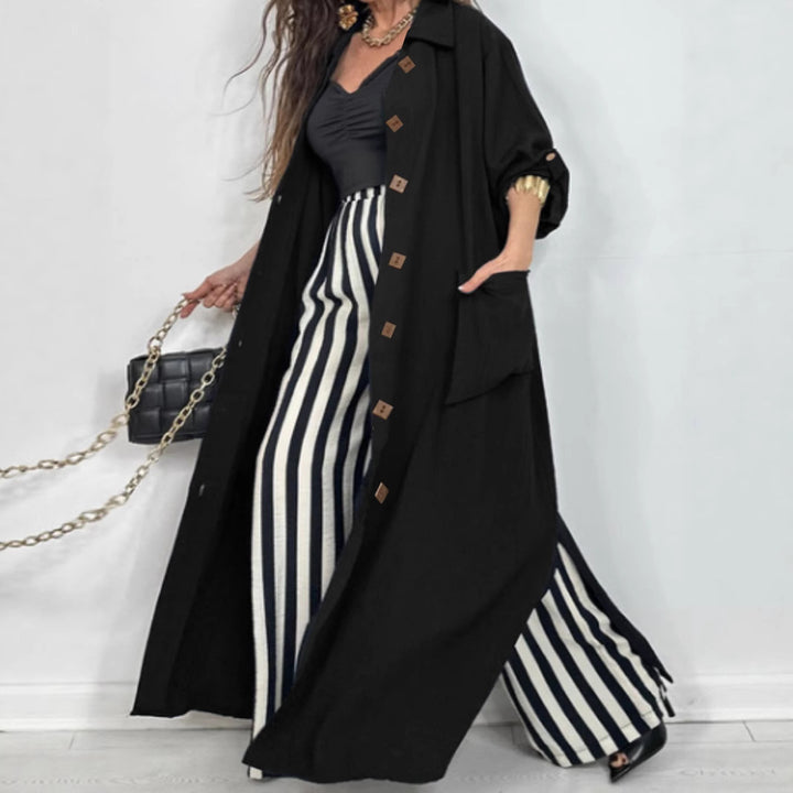 Damen Longline-Mantel mit Hemdkragen und Oversize-Silhouette Drune