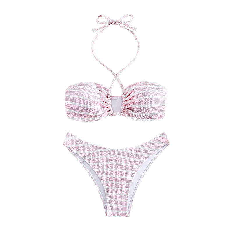 Damen Push-Up Bikini mit verstellbaren Trägern und modischem Streifendesign Drune