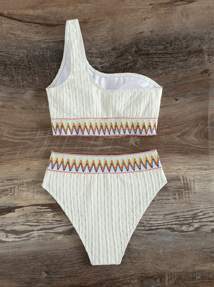 Damen Hochgeschnittenes One-Shoulder Bikini-Set Drune