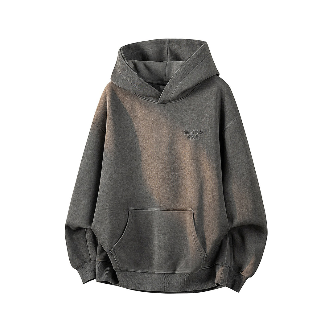 Unisex Oversize Kapuzenpullover mit handschriftlichem Grafik-Print, Kängurutasche & geripptem Saum Drune