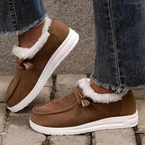 Damen Gefütterte Mokassin-Slipper mit Teddyfutter und dämpfender Gummisohle Drune