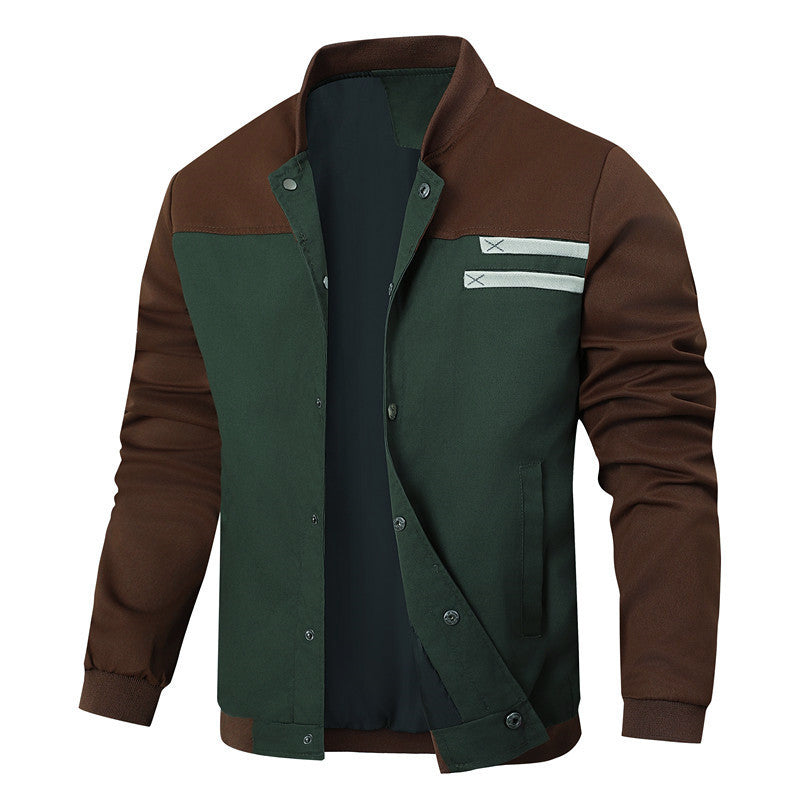 Herren sportlich-elegante Collegejacke mit Druckknopfleiste und kontrastierenden Einsätzen Drune